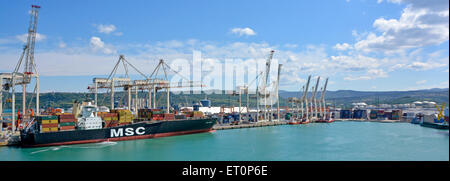 Port of Koper Slovenia Istrian Peninsula MSC Adriana container boxship ship moored at dockside Stock Photo