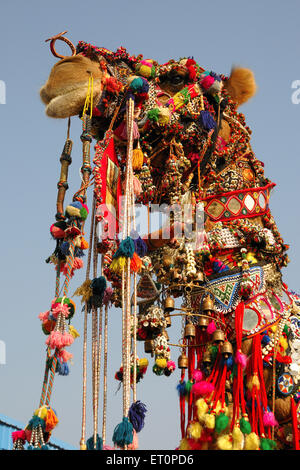Decorated camel, Pushkar Fair, Camel Fair, Kartik Mela, Pushkar Mela, Pushkar, Ajmer, Rajasthan, India, Indian fairs Stock Photo