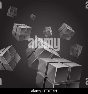 Flying gray transparent cubes abstract background. RGB EPS 10 vector Stock Vector