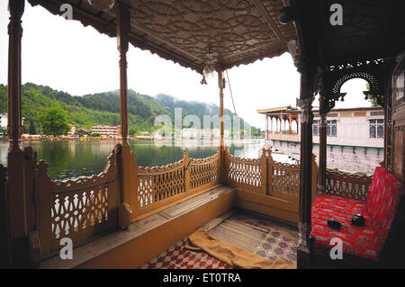 Houseboat, dal lake, Srinagar, Jammu and Kashmir, India Stock Photo