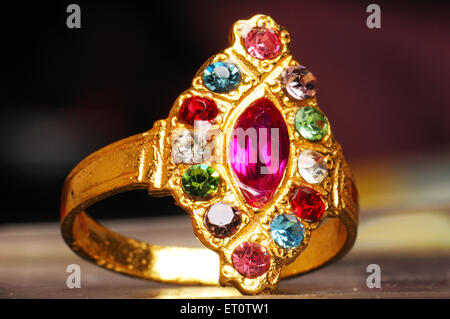 Diamond ring, gold ring, precious stones ring, India Stock Photo