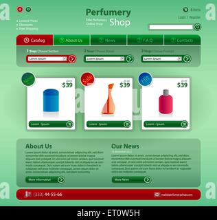 Modern Web 2.0 website perfumery shop. RGB EPS 10 vector Stock Vector