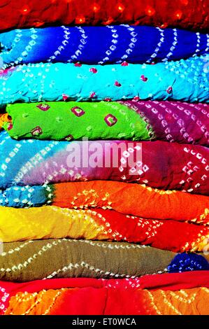 Rajasthani bandhej textiles, bandhani cloth, tie and dye fabric, Rajasthan, India Stock Photo