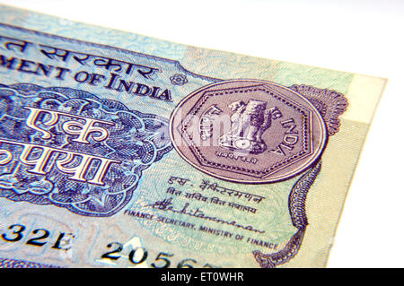 concept of Indian Currency one rupee note Stock Photo
