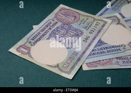 concept of Indian currency one rupee notes Stock Photo