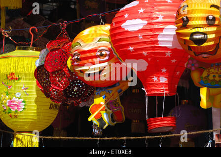 Diwali lantern, kandeel, paper lanterns, for sale, Diwali Festival, Dadar, Bombay, Mumbai, Maharashtra, India Stock Photo