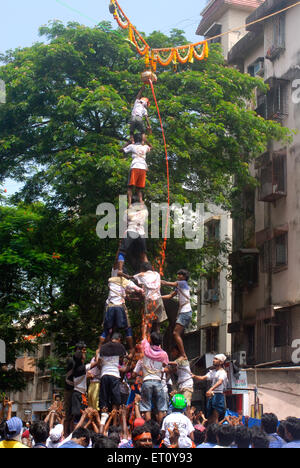 Dahi Handi, Dahi Handi festival, Utlotsavam, Gokulashtami, Janmashtami, Bombay, Mumbai, Maharashtra, India, Asia Stock Photo