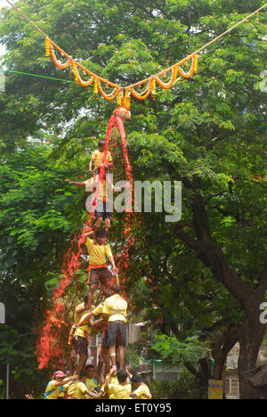 Dahi Handi, Dahi Handi festival, Utlotsavam, Gokulashtami, Janmashtami, Bombay, Mumbai, Maharashtra, India, Asia Stock Photo