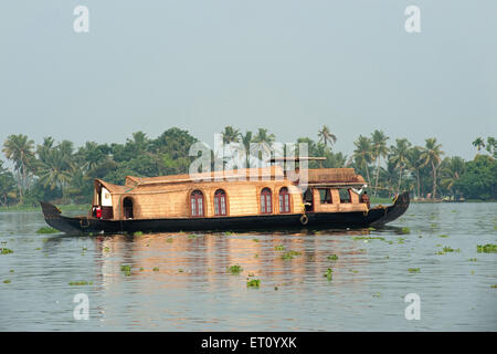 Kettuvallam converted in houseboat in backwaters ; Alleppey ; Alappuzha ; Kerala ; India ; Asia Stock Photo