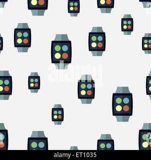 Vector seamless pattern of smart watches. Stock Vector