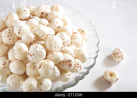 Makhana, fox nut, white ball, Euryl Ferox, Euryale ferox, Prickly Water Lily, prickly waterlily, Gorgon Plant, India, Indian healthy snack food, Asia Stock Photo