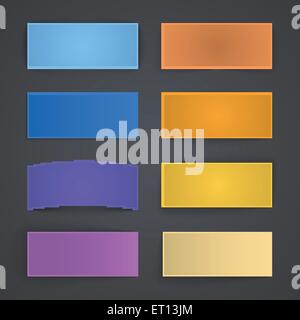 Set of blank colorful paper banners with shadows on gray background. RGB EPS 10 vector illustration Stock Vector