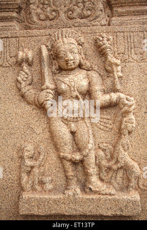 Goddess stone relief statue ; Hampi ; Karnataka ; India