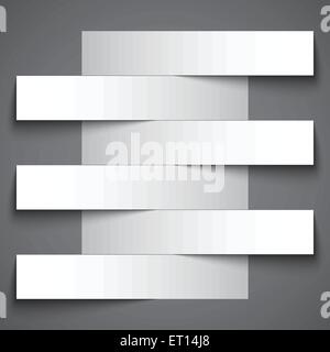 Blank paper stripe banners with shadows on dark grey background. RGB EPS 10 vector illustration Stock Vector