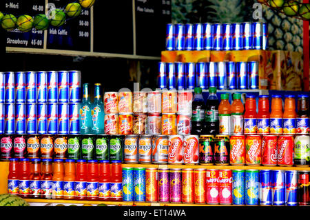 Cold drink cans arrange Stock Photo