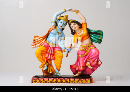 Clay statue of god and goddess radha and krishna Stock Photo