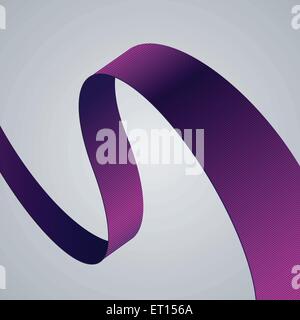 Purple fabric curved ribbon on grey background. RGB EPS 10 vector illustration Stock Vector