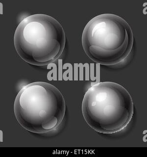 Realistic shiny transparent glass spheres set. RGB EPS 10 vector illustration. Can be placed on any background color Stock Vector
