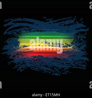 Grunge rainbow brush stroke with stripes on black background. RGB EPS 10 vector illustration Stock Vector