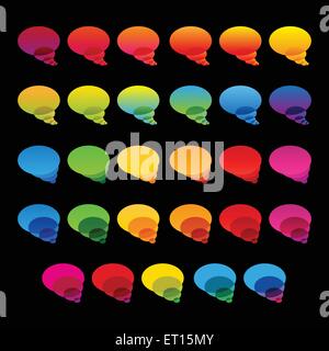 Rainbow colorful transparent chat bubbles set on black background. RGB EPS 10 vector illustration Stock Vector