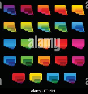 Rainbow colorful transparent rounded rectangle chat bubbles set on black background. RGB EPS 10 vector illustration Stock Vector
