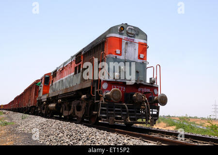 Diesel engine goods train, power plant, Adani Power, Mundra, Kutch, Gujarat, India Stock Photo