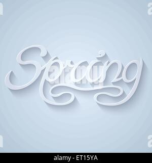 Hand drawn word SPRING lettering with long shadow on light grey background. RGB EPS 10 vector illustration Stock Vector