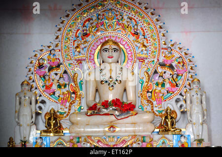Marble statue of Jain deity in Jain temple ; Kutch ; Gujarat ; India Stock Photo