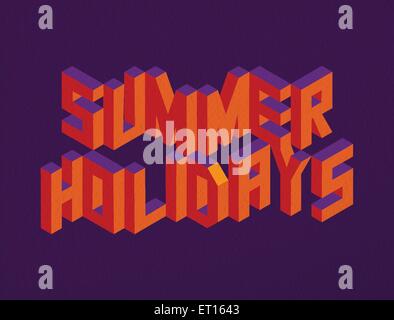 Isometric text Summer Holidays quote idea with paper sheet design background illustration. Ideal for create your own postcard Stock Vector