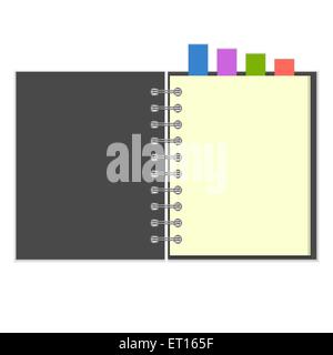 Blank grey notebook with colorful bookmarks Stock Vector