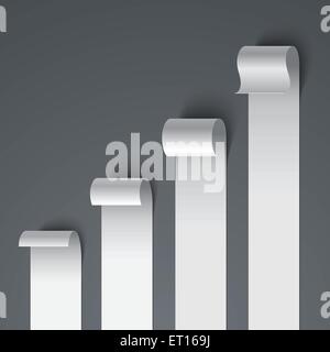 Curled blank paper stripe banners chart on gray background. RGB EPS 10 vector illustration Stock Vector