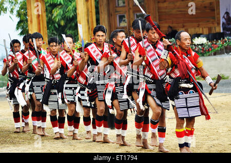 Naga tribe at hornbill festival ; Kohima ; Kisama village ; Nagaland ; North East ; India Stock Photo