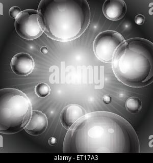 Realistic shiny transparent water drop bubbles on dark grey background. RGB EPS 10 vector illustration. Can be placed on any bac Stock Vector