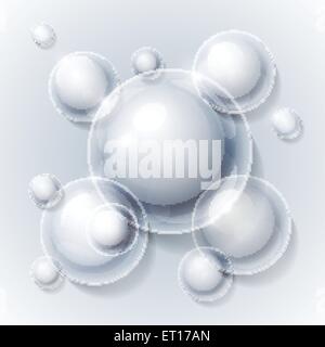 Realistic shiny transparent water drop bubbles on grey background. RGB EPS 10 vector illustration Stock Vector
