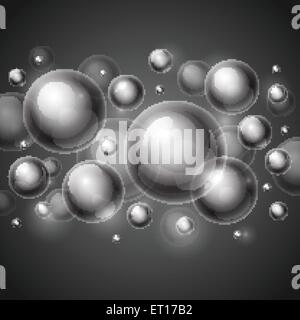Realistic shiny transparent water drop bubbles on black background. RGB EPS 10 vector illustration Stock Vector