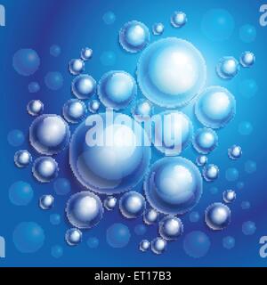 Abstract blue water background with shining drops and bubbles. RGB EPS 10 vector illustration Stock Vector