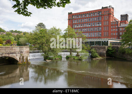 Belper East Mill and weir, Derbyshire, England Stock Photo