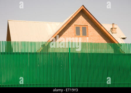 Green fence of bungalow ; Srinagar ; Jammu and Kashmir ; India Stock Photo