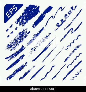 Art Brushes Set - Blue color - Vector Illustration Stock Vector