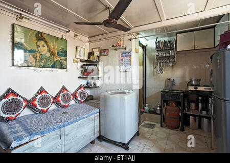 One Room House with Bathroom Textile mill Chawl Mumbai India Asia Stock Photo