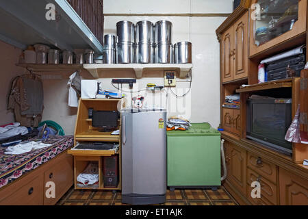 One Room House with Bathroom Textile mill Chawl Mumbai India Asia Stock Photo