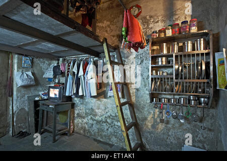 One Room House Textile Mill Chawl Bombay Mumbai Maharashtra India Asia Stock Photo