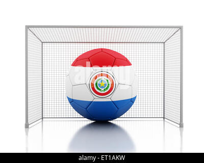 3d renderer image. Soccer ball with Paraguay flag. Isolated white background Stock Photo