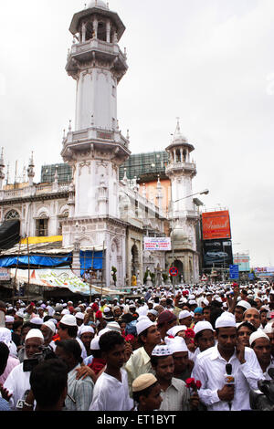 Namaz by muslim community on occasion of Id ; Bombay Mumbai ; Maharashtra ; India 2009 Stock Photo