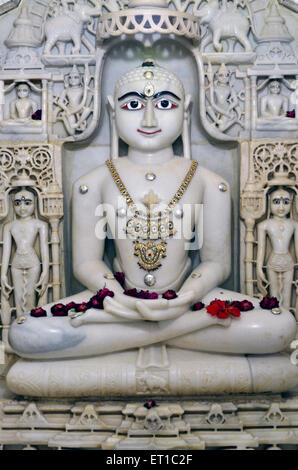 Indian Jain God of white marble Sirohi temple Rajasthan India Asia Stock Photo