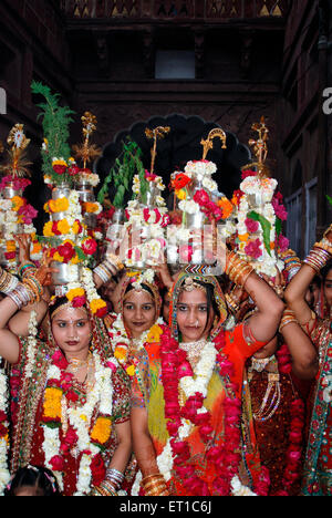 Rajasthani marwari women in traditional dress and ornaments with silver ...