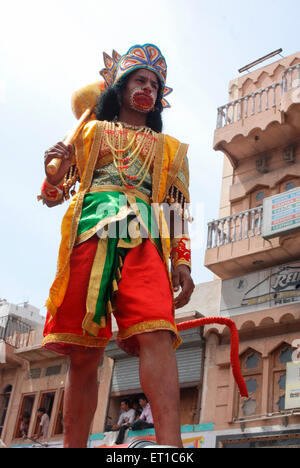 Boy as Hanuman standing in Ramnavmi procession ; Jodhpur ; Rajasthan ; India ; Asia ; Asian ; Indian Stock Photo