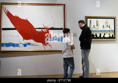 St. Petersburg, Russia, 10th June, 2015. Presentation of the exhibition of Antonio Meneghetti in the Marble Palace. The exposition includes more than 40 paintings created between 1995 and 2011 as well as unique artworks from Murano glass Credit:  Lilyana Vynogradova/Alamy Live News Stock Photo