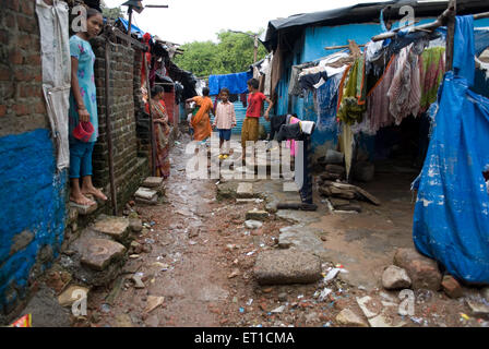 Indian slums, slum houses Ahmedabad Gujarat India Asia Stock Photo
