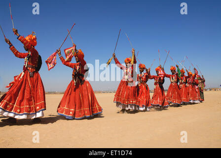 Tal thok dance in Desert festival ; Jaisalmer ; Rajasthan ; India Stock Photo